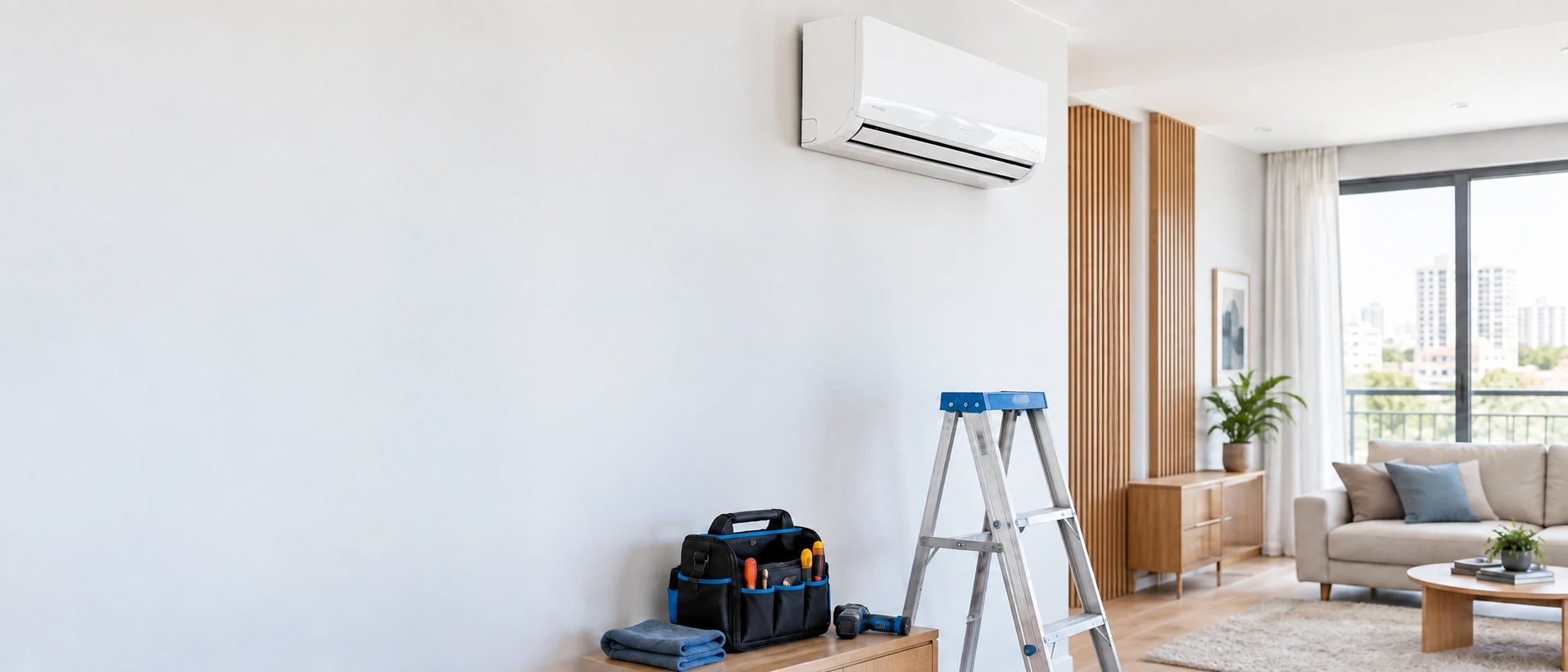 Equipamentos de ar-condicionado instalados em ambiente residencial moderno